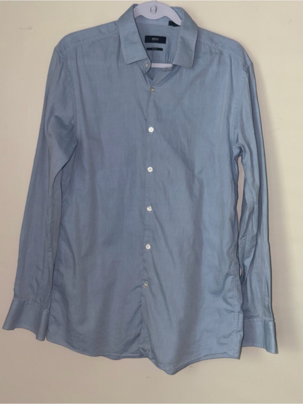 BOSS Men's Blue Long-Sleeve Dress Shirt